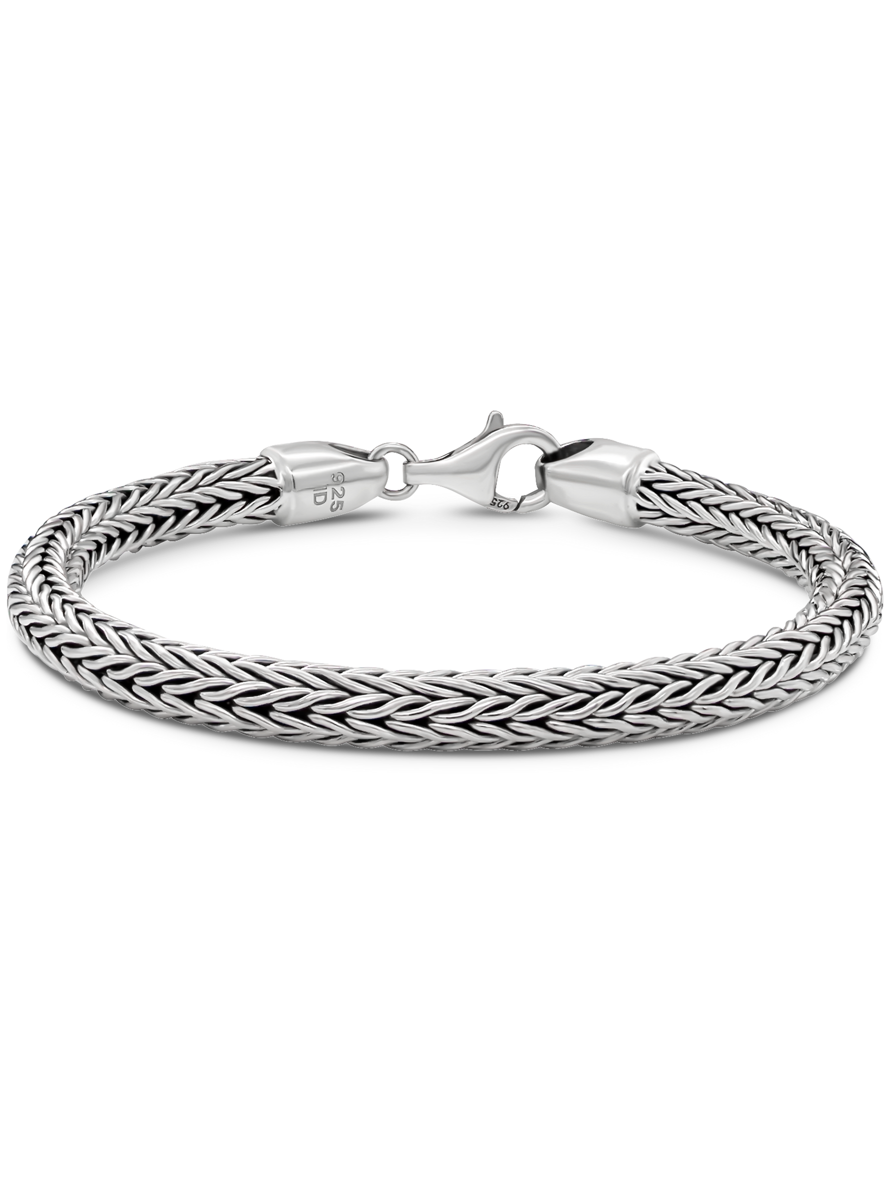 DEVATA Bali Sterling Silver Foxtail Round 5mm Chain Bracelet