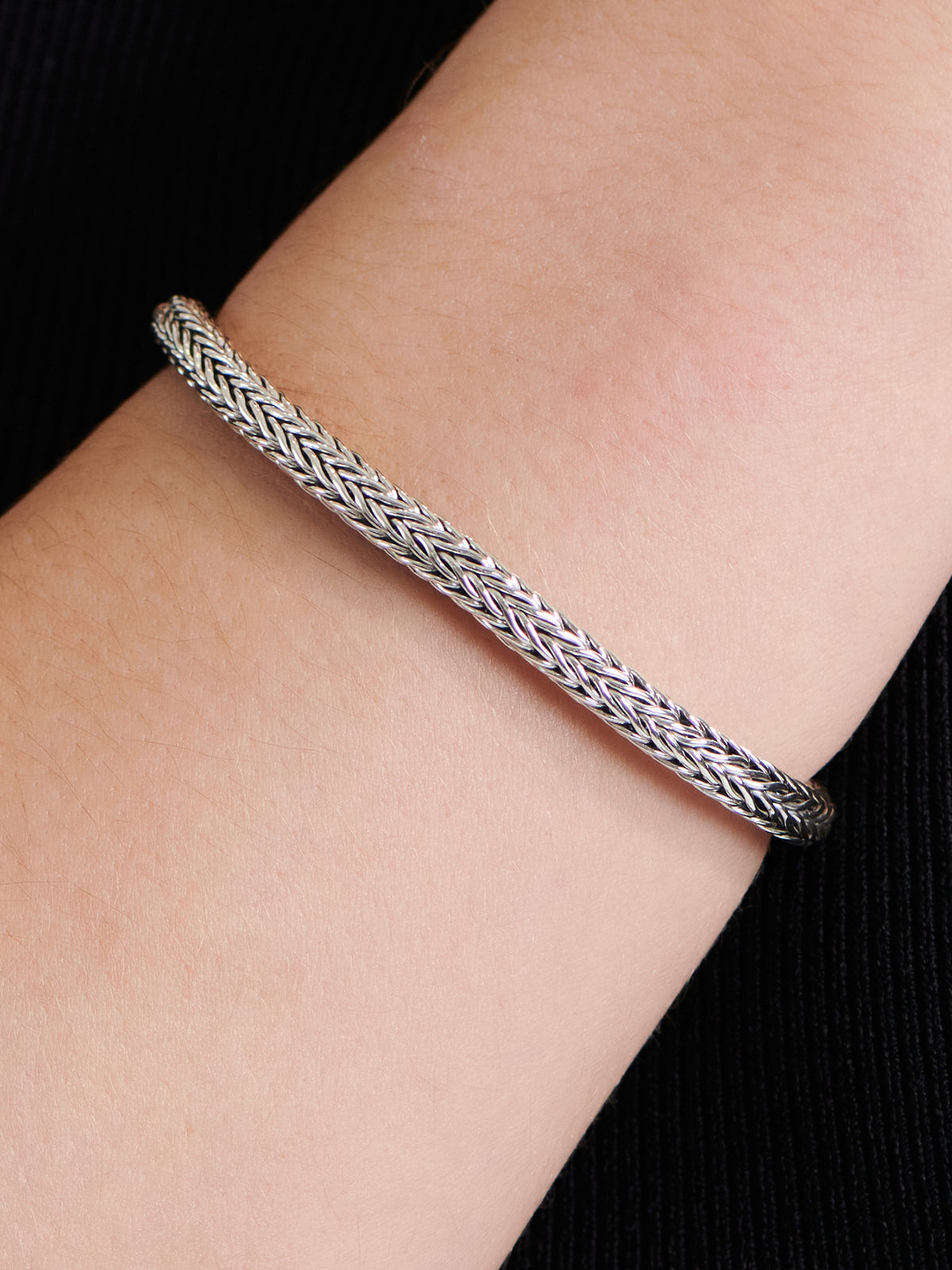 DEVATA Bali Sterling Silver Foxtail Round 5mm Chain Bracelet