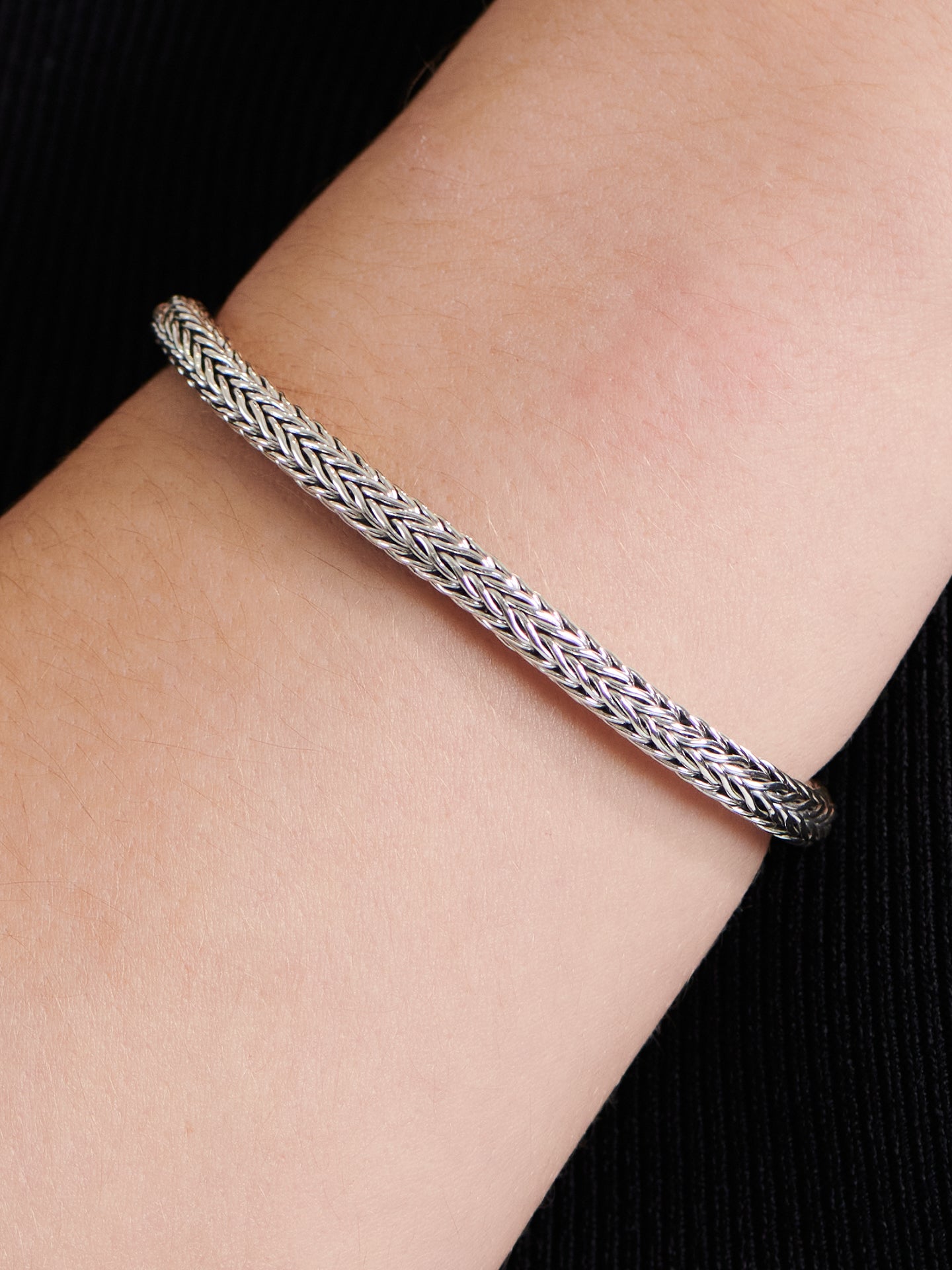 DEVATA Bali Sterling Silver Foxtail Round 5mm Chain Bracelet