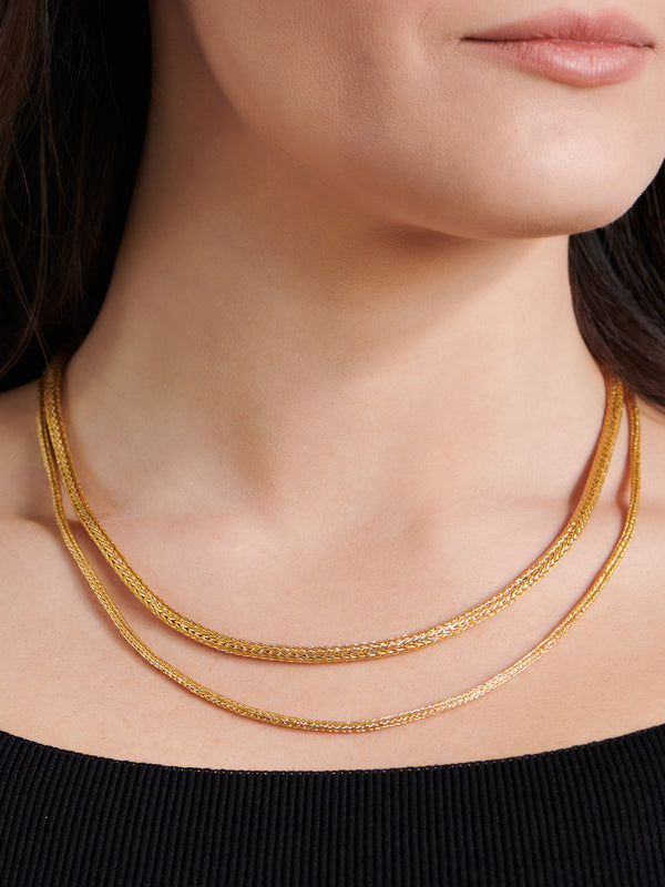 DEVATA Bali Foxtail Chain Necklace Gold Plated Sterling Silver