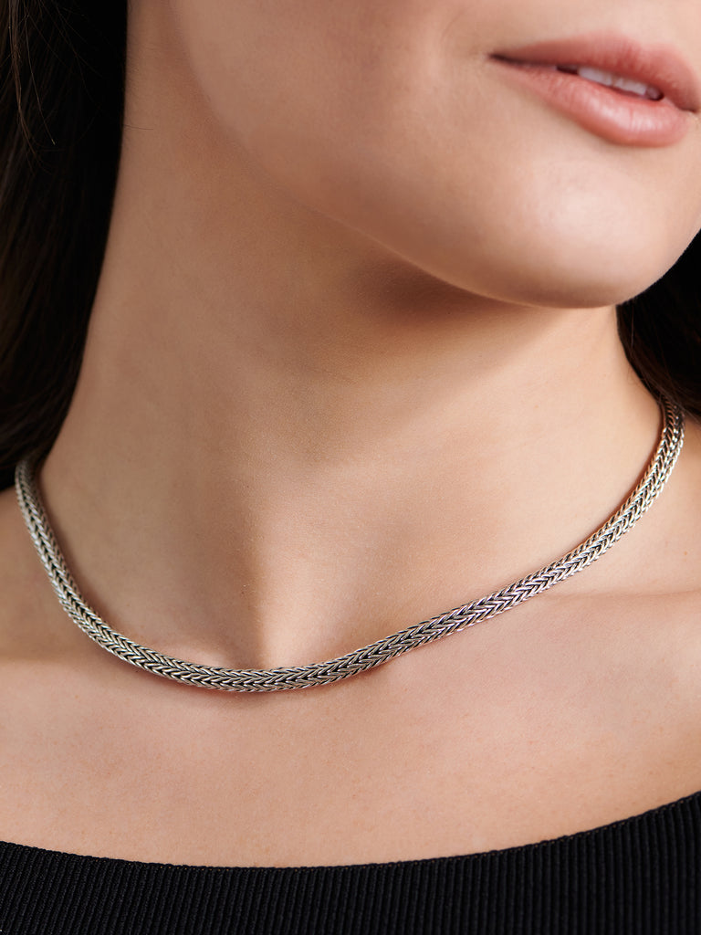 DEVATA Bali Foxtail Chain Necklace Sterling Silver