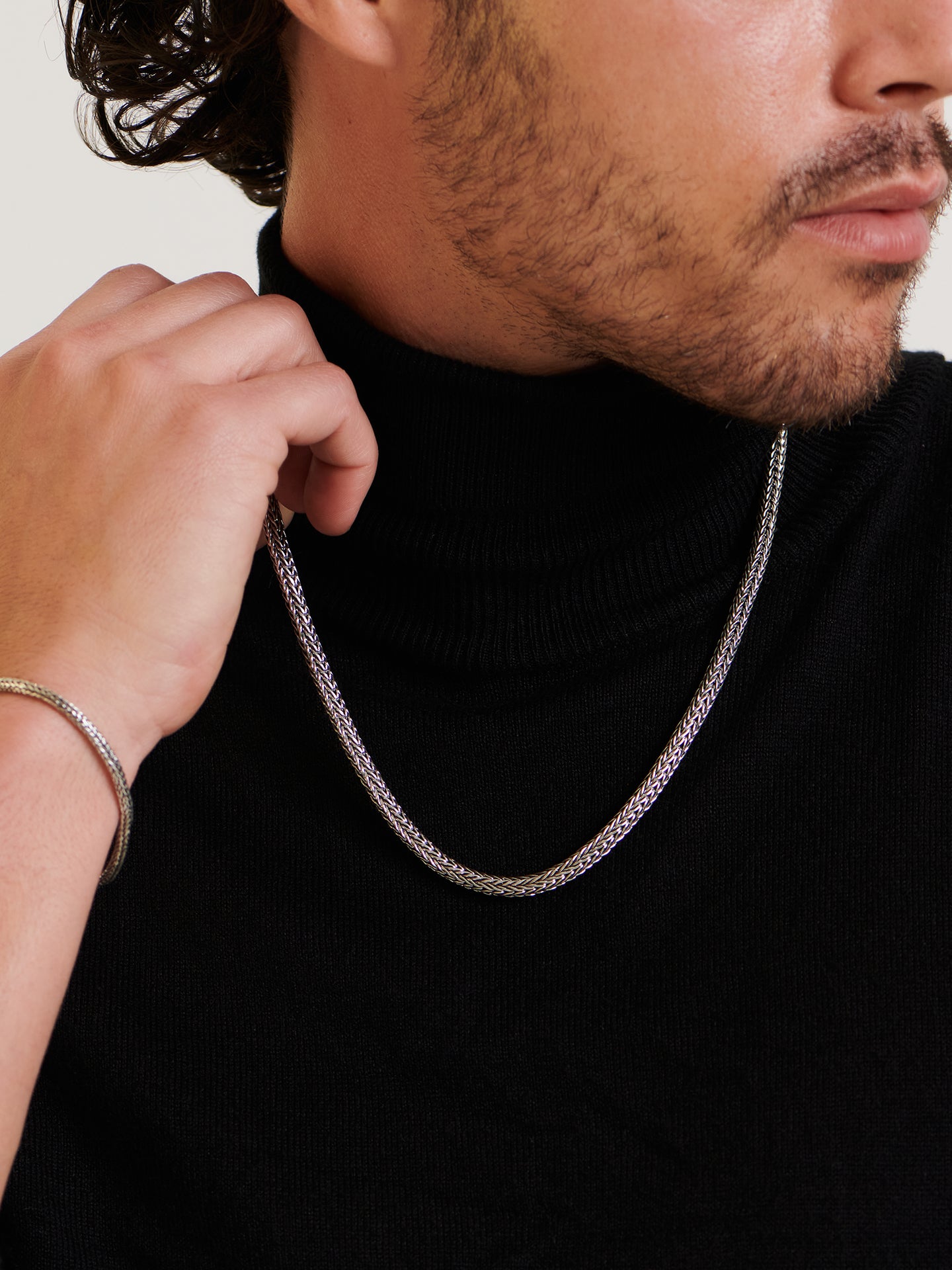DEVATA Bali Foxtail Chain Necklace Sterling Silver