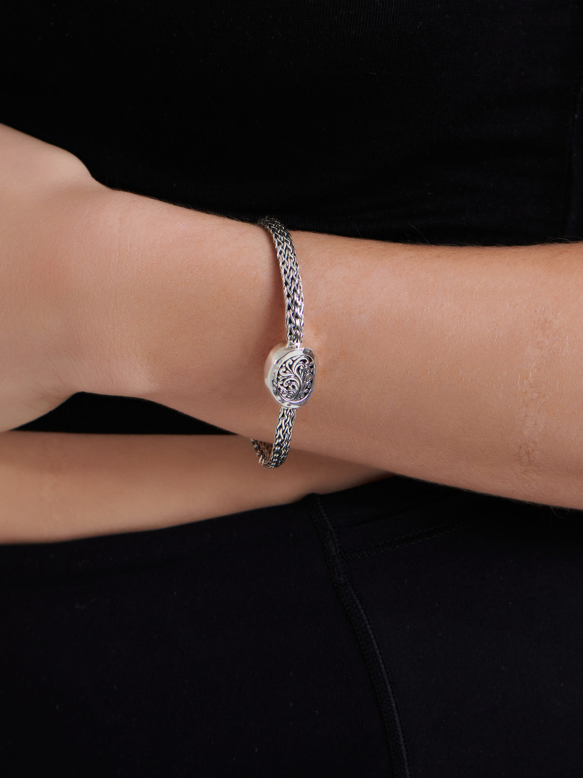 DEVATA Bali Dragon Bone Chain Sterling Silver Bracelet 