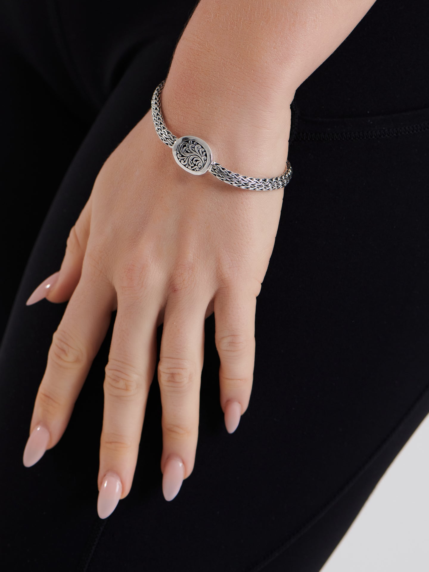 DEVATA Bali Dragon Bone Chain Sterling Silver Bracelet 