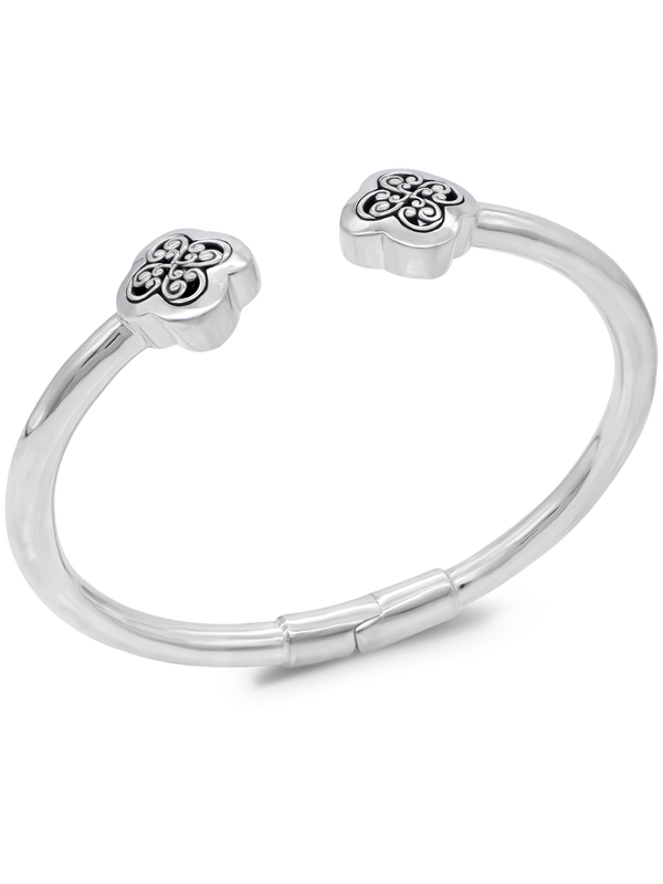 DEVATA Bali Hammer Clover Sterling Silver Cuff Bracelet
