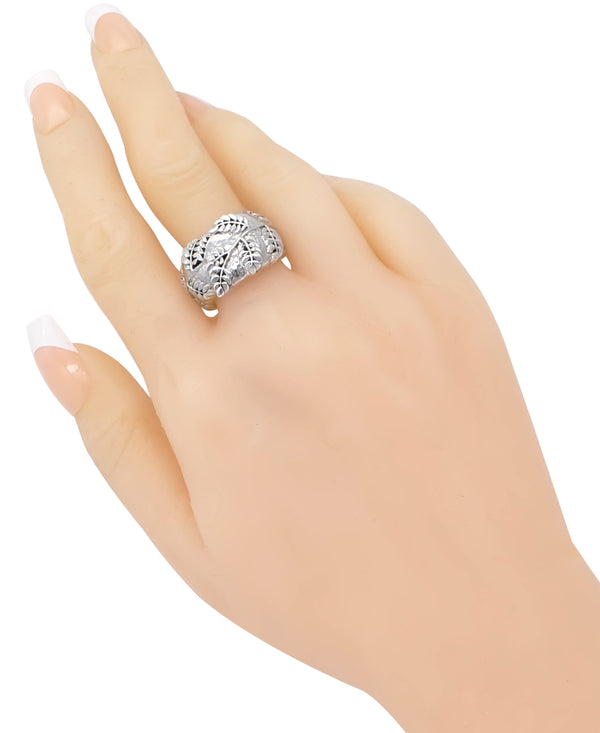 Sterling Silver Bali Leaf with Hammer Accent Ring