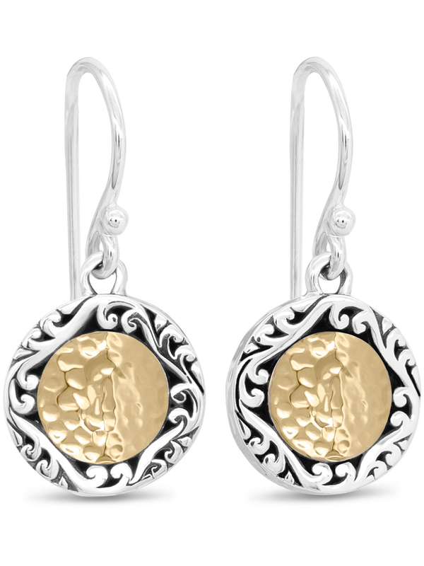 DEVATA Bali Sterling Silver Gold Accent Drop Earrings