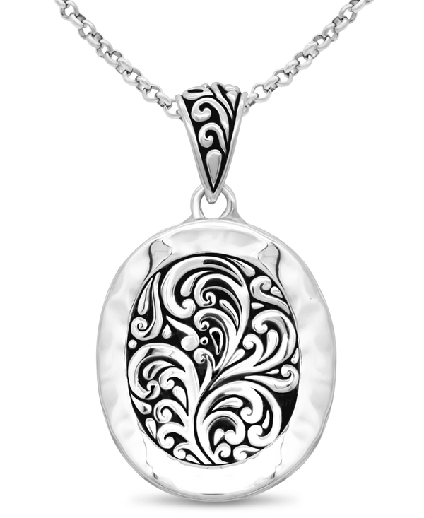 DEVATA Bali Sterling Silver Pendant Rollo Chain Necklace 