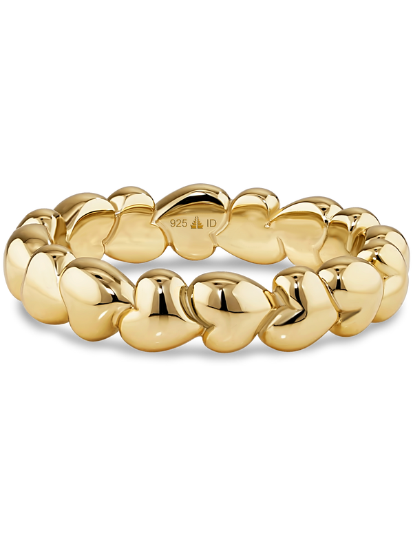 DEVATA Sweet Heart Eternity Band Ring Gold Plated Sterling Silver