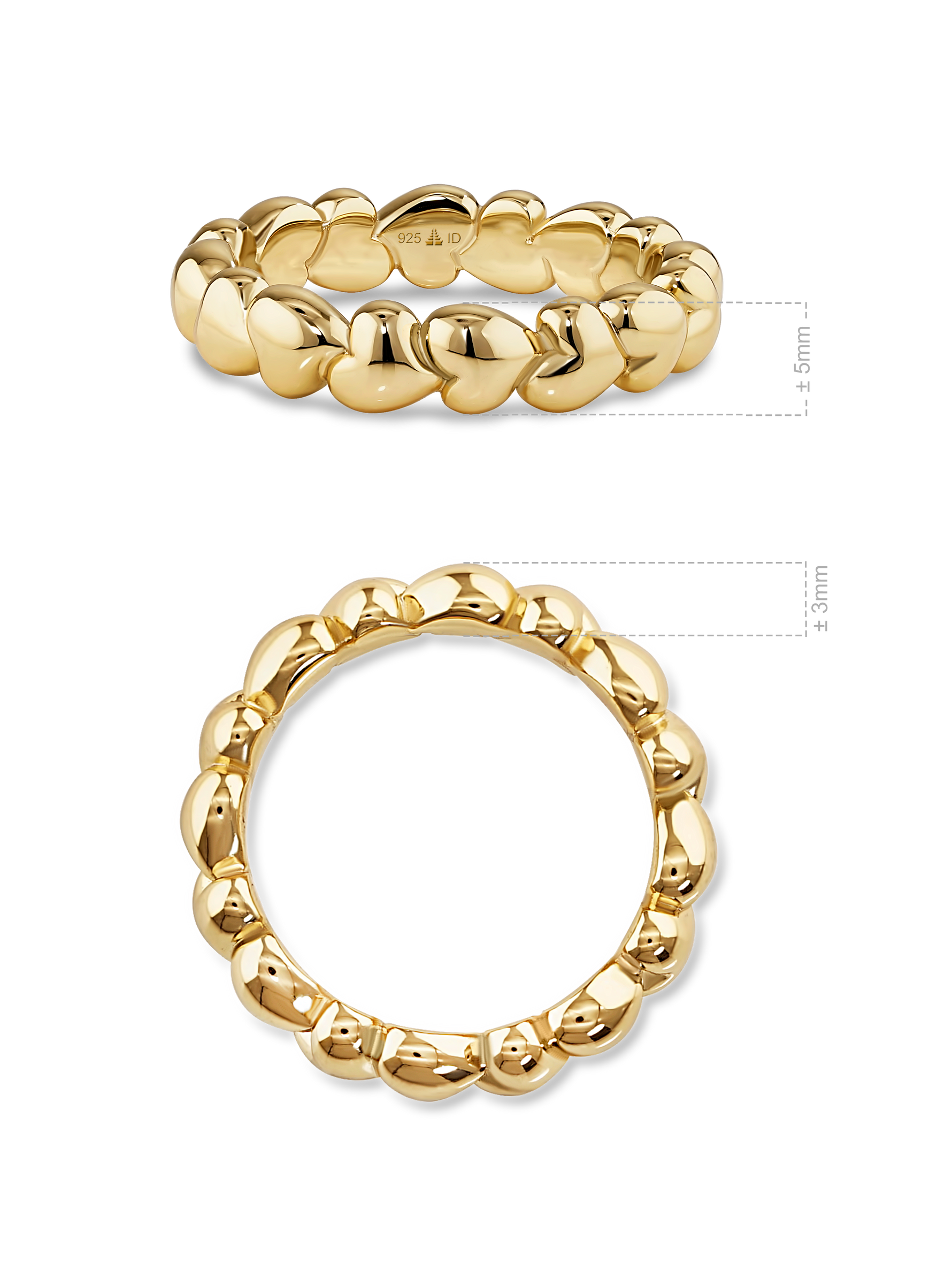 DEVATA Sweet Heart Eternity Band Ring in Gold Plated Sterling Silver