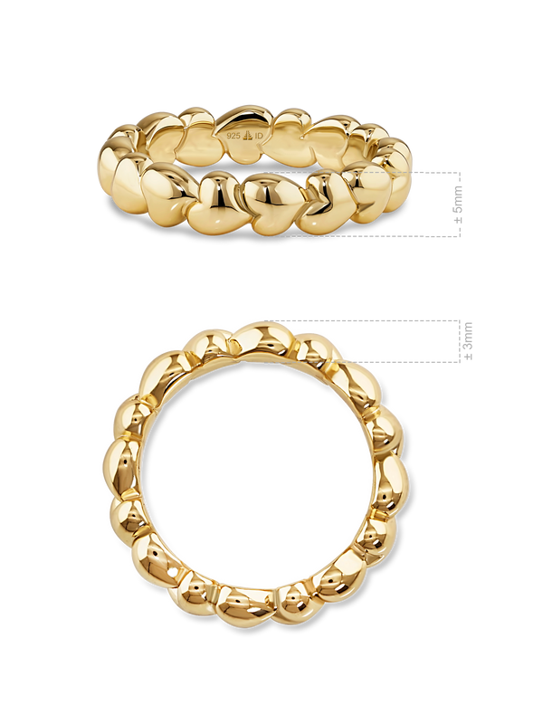 DEVATA Sweet Heart Eternity Band Ring Gold Plated Sterling Silver