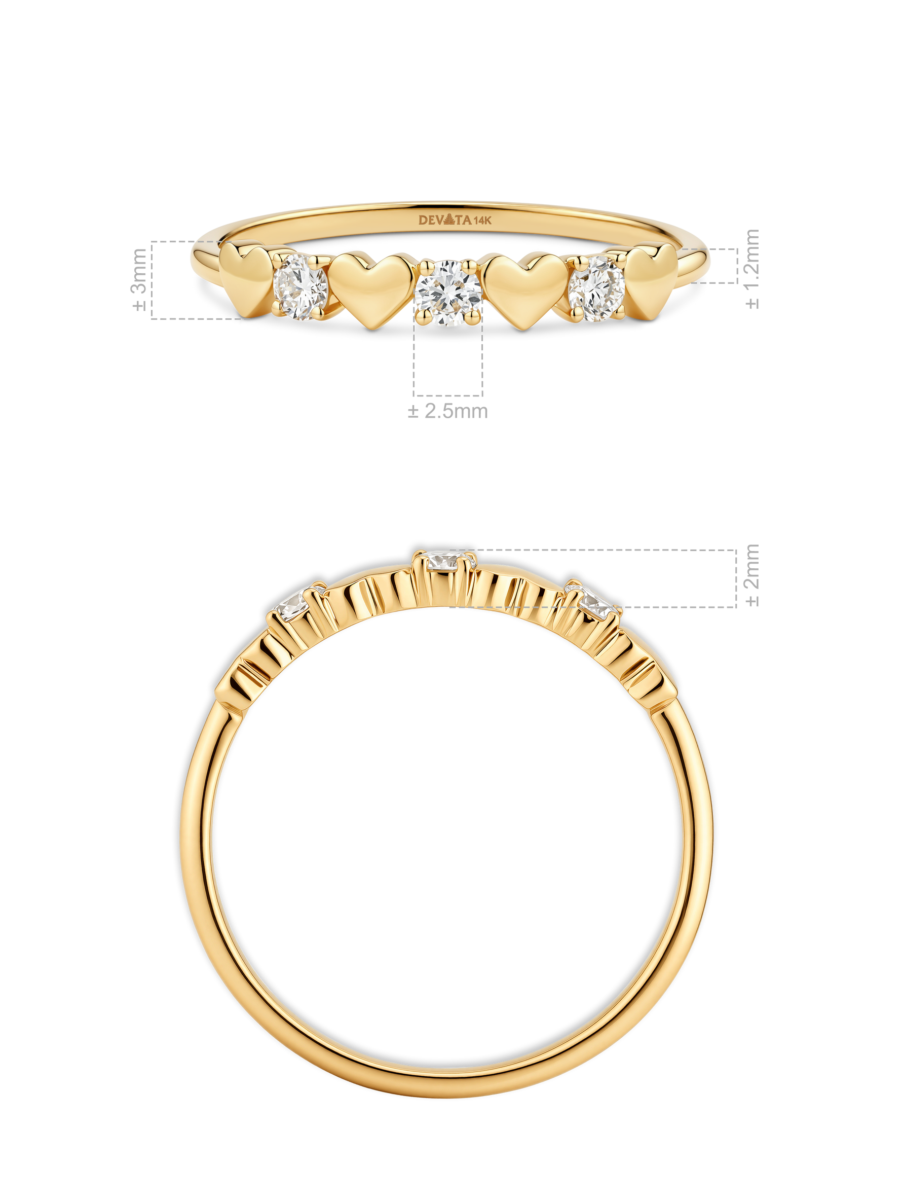 14K Gold Heart Lab Grown Diamond Ring