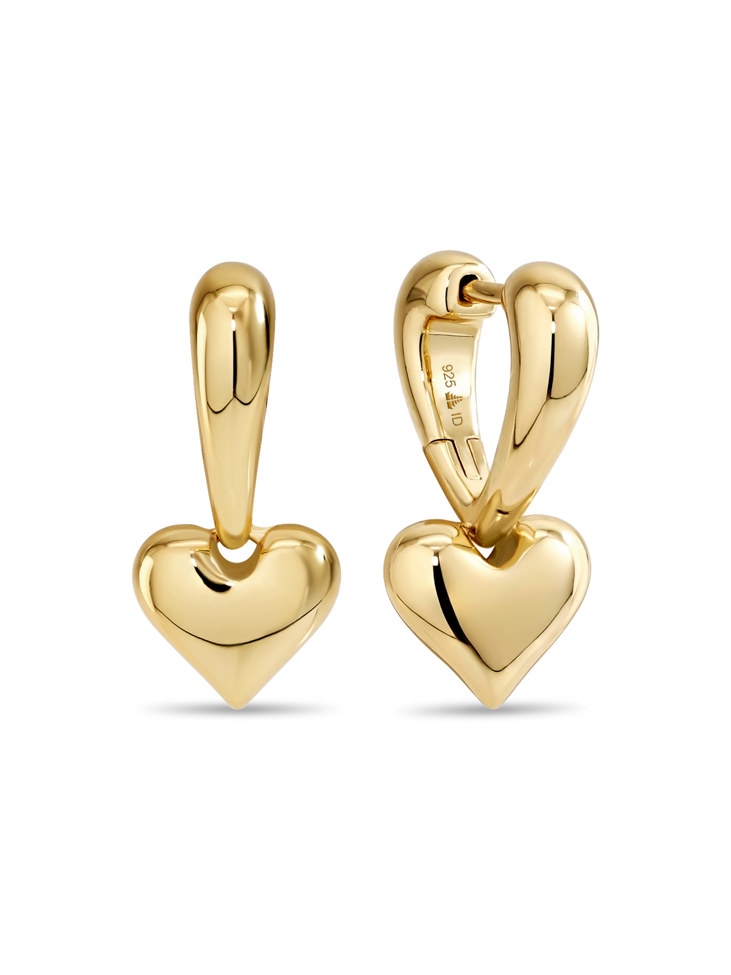 DEVATA Sweet Heart Hoop Earrings in Gold Plated Sterling Silver