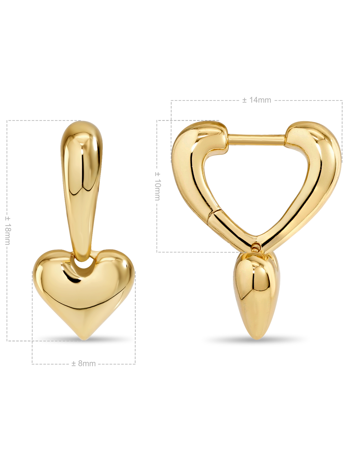 DEVATA Sweet Heart Hoop Earrings in Gold Plated Sterling Silver