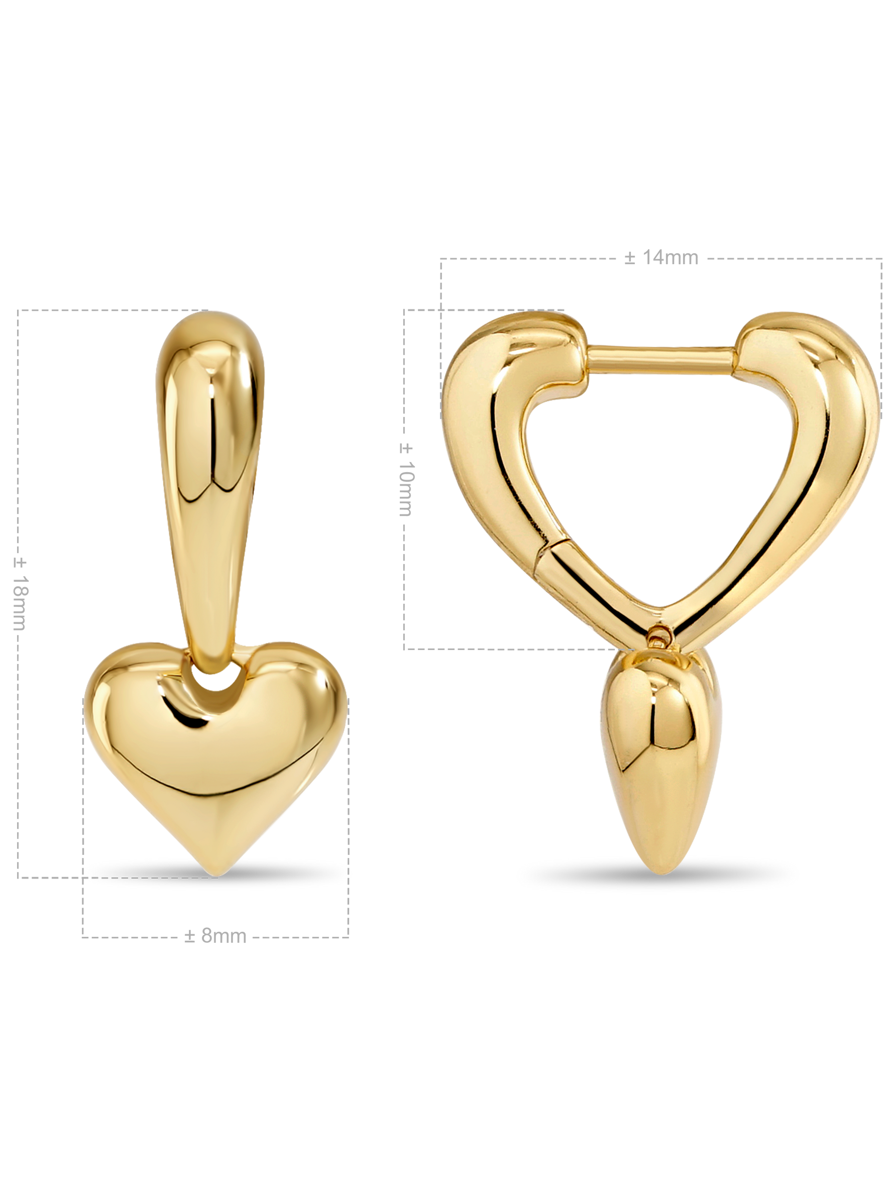 DEVATA Sweet Heart Hoop Earrings in Gold Plated Sterling Silver