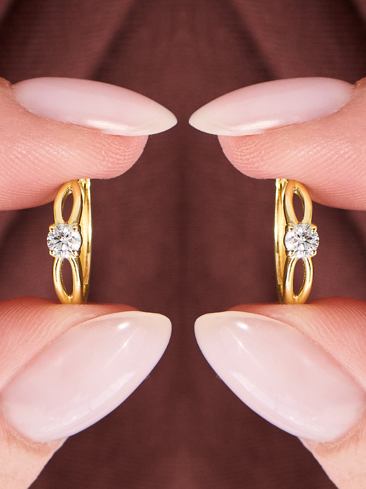 Love Knot Round Lab Grown Diamond Hoop Earrings in 14K Gold