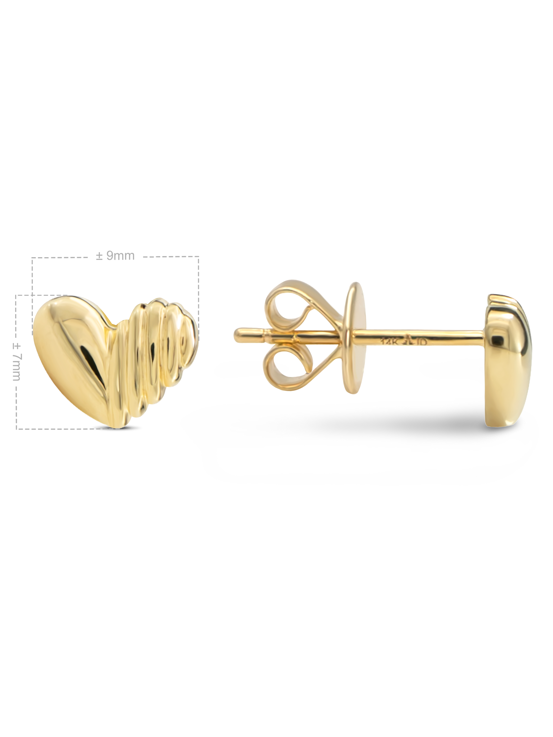 DEVATA Gold Sweet Heart 9x7mm Stud Earrings
