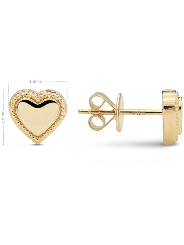 14K Gold Sweet Heart Stud Earrings