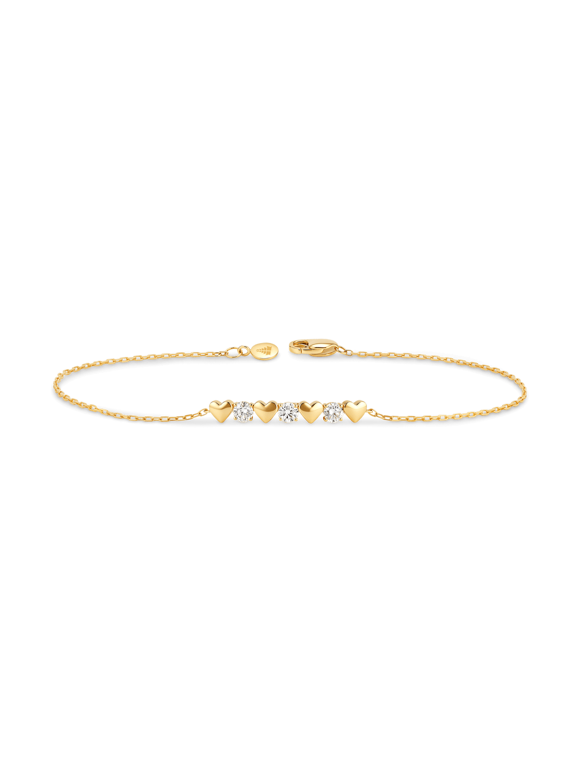 Heart Round Lab Grown Diamond Chain Bracelet in 14K Gold
