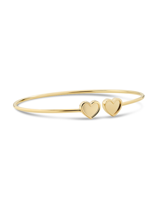 Devata Double Sweet Heart Bangle Bracelet in 14K Gold