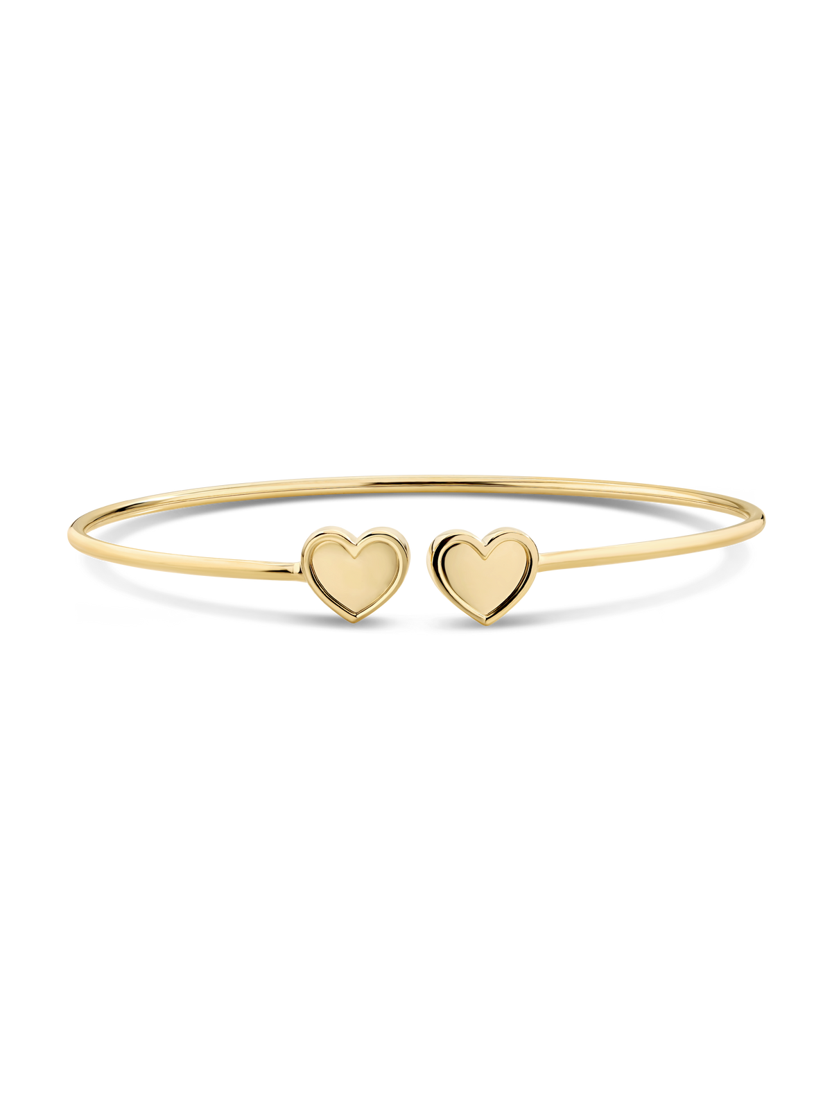 Devata Double Sweet Heart Bangle Bracelet in 14K Gold