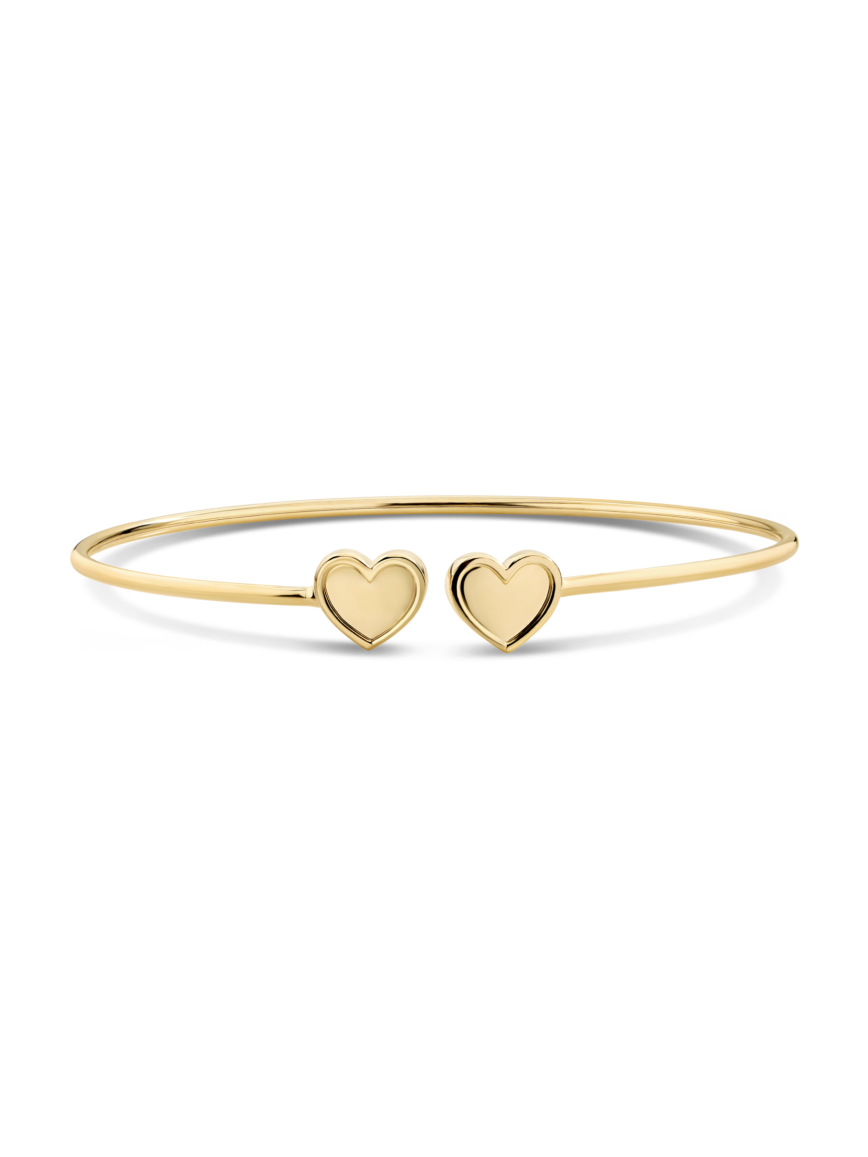 Devata Double Sweet Heart Bangle Bracelet in 14K Gold