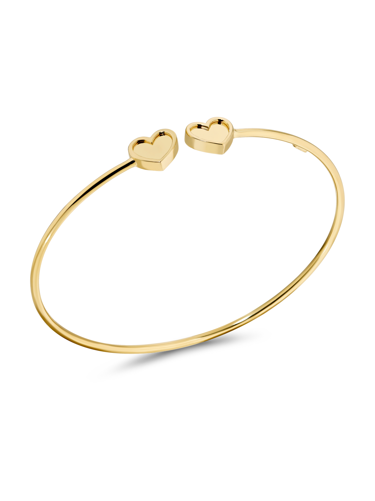 Devata Double Sweet Heart Bangle Bracelet in 14K Gold