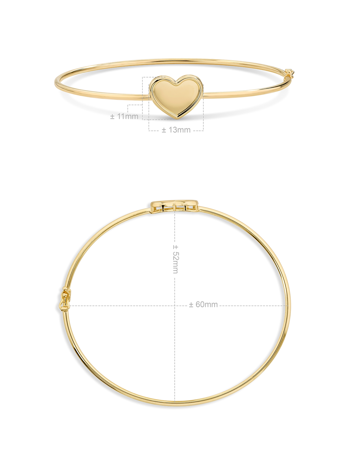 Devata Sweet Heart Bangle Bracelet in 14K Gold