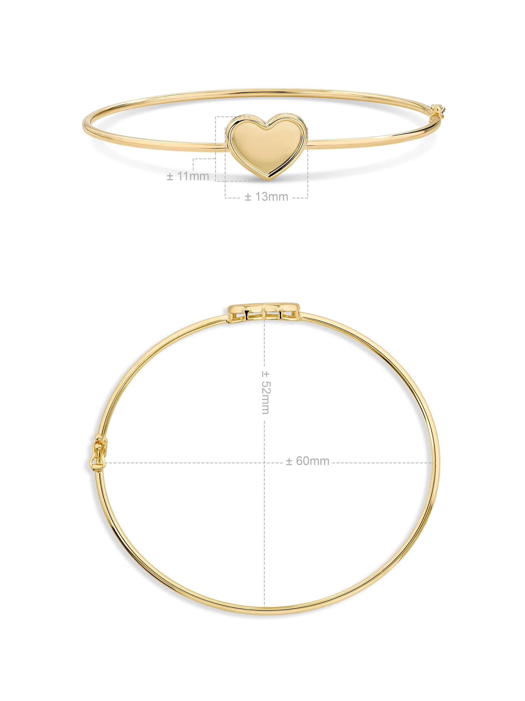 Devata Sweet Heart Bangle Bracelet in 14K Gold