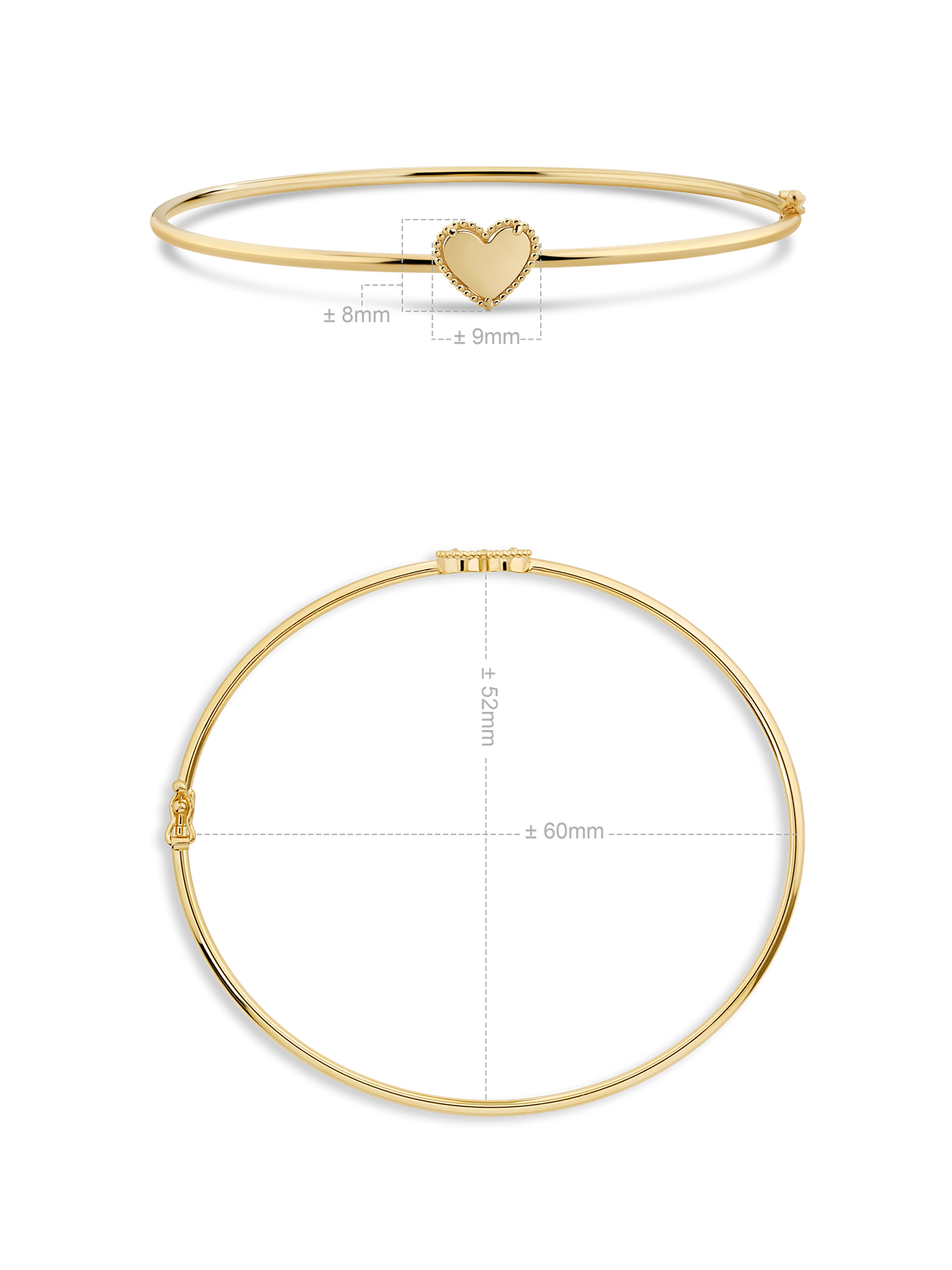 Devata Sweet Heart Bangle Bracelet in 14K Gold