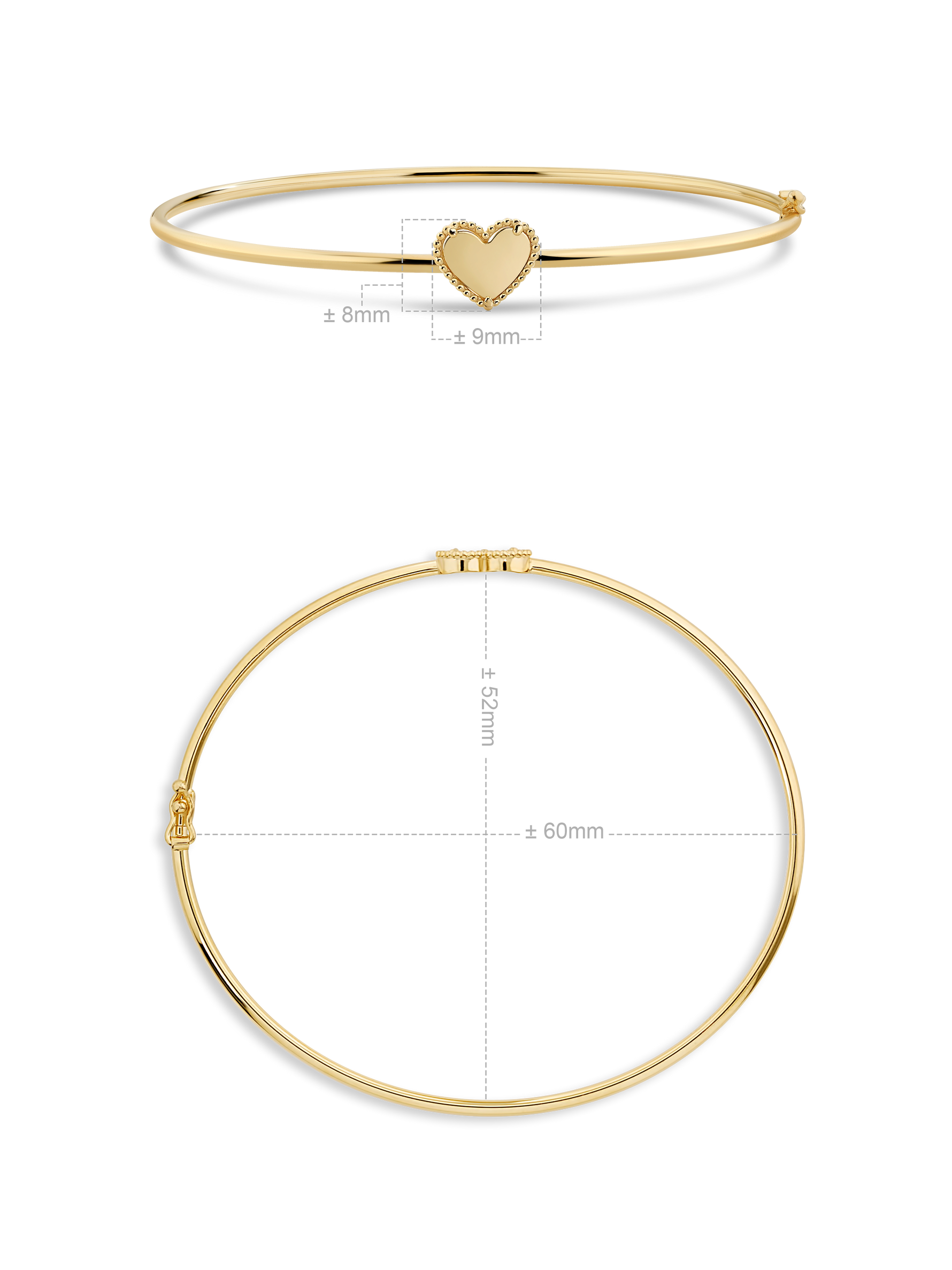 Devata Sweet Heart Bangle Bracelet in 14K Gold