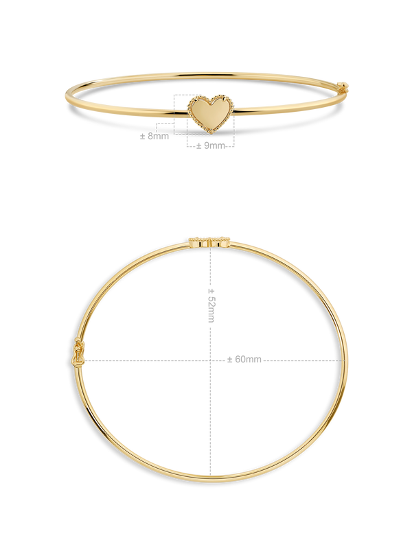 Devata Sweet Heart Bangle Bracelet in 14K Gold