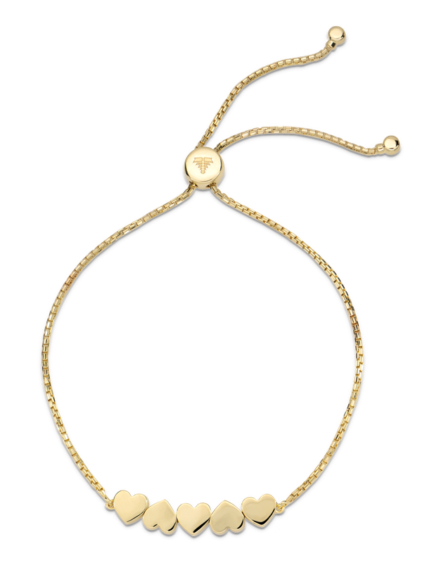 14K Gold Sweet Heart Box Chain Slider Bolo Bracelet