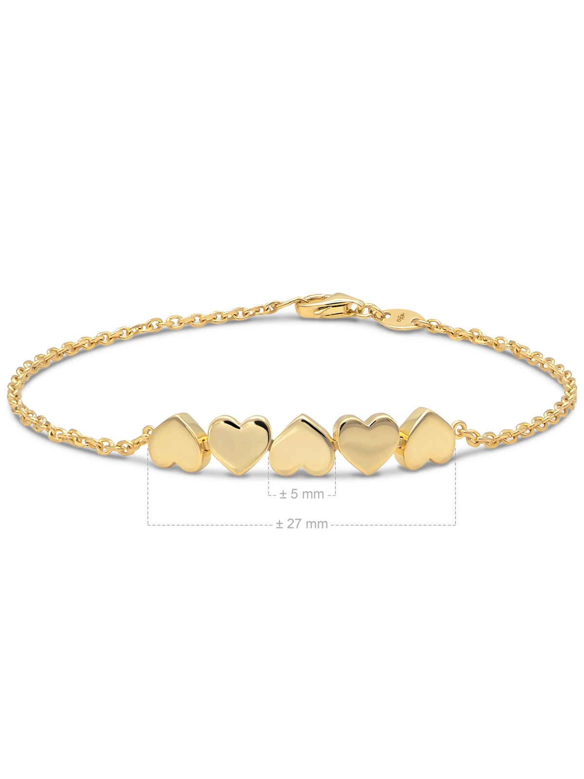14K Gold Sweet Heart Chain Bracelet