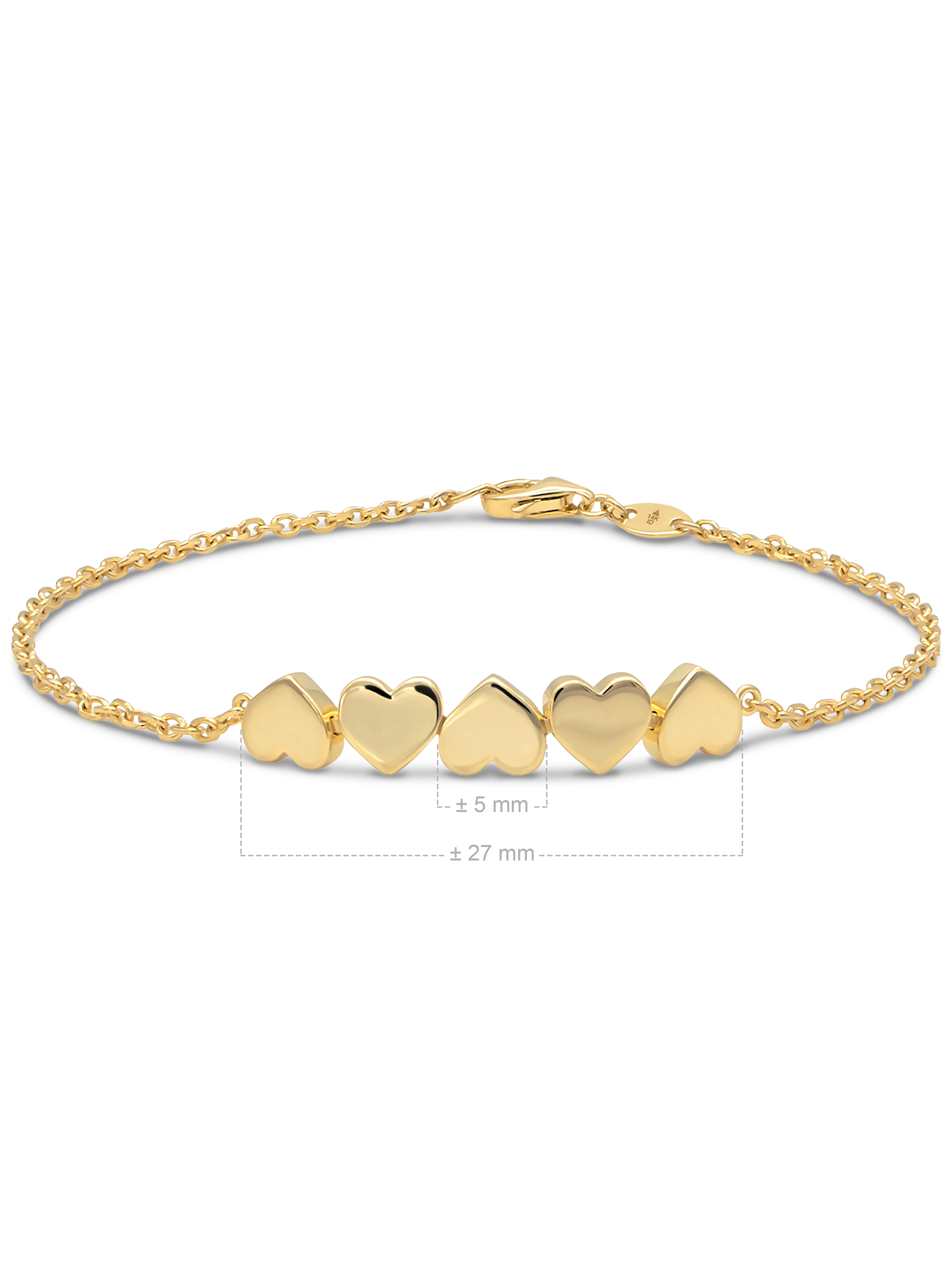 14K Gold Sweet Heart Chain Bracelet
