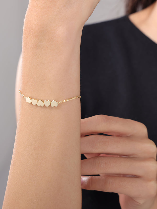 DEVATA Sweet Heart Chain Bracelet 14K Gold