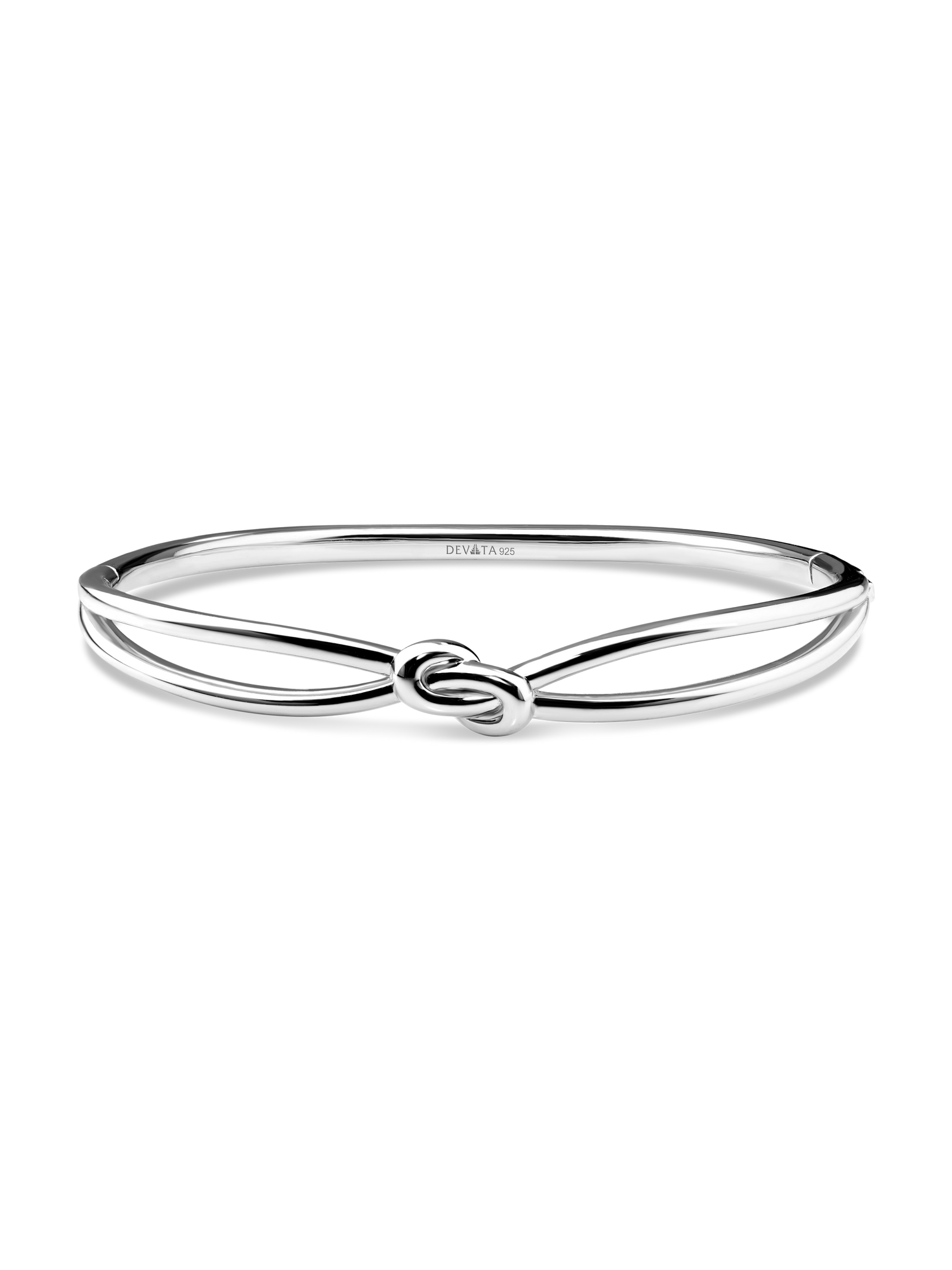 Love Knot Bangle Bracelet in Rhodium Plated Sterling Silver