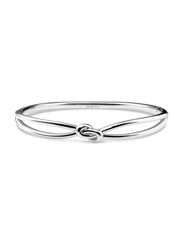 Love Knot Bangle Bracelet in Rhodium Plated Sterling Silver