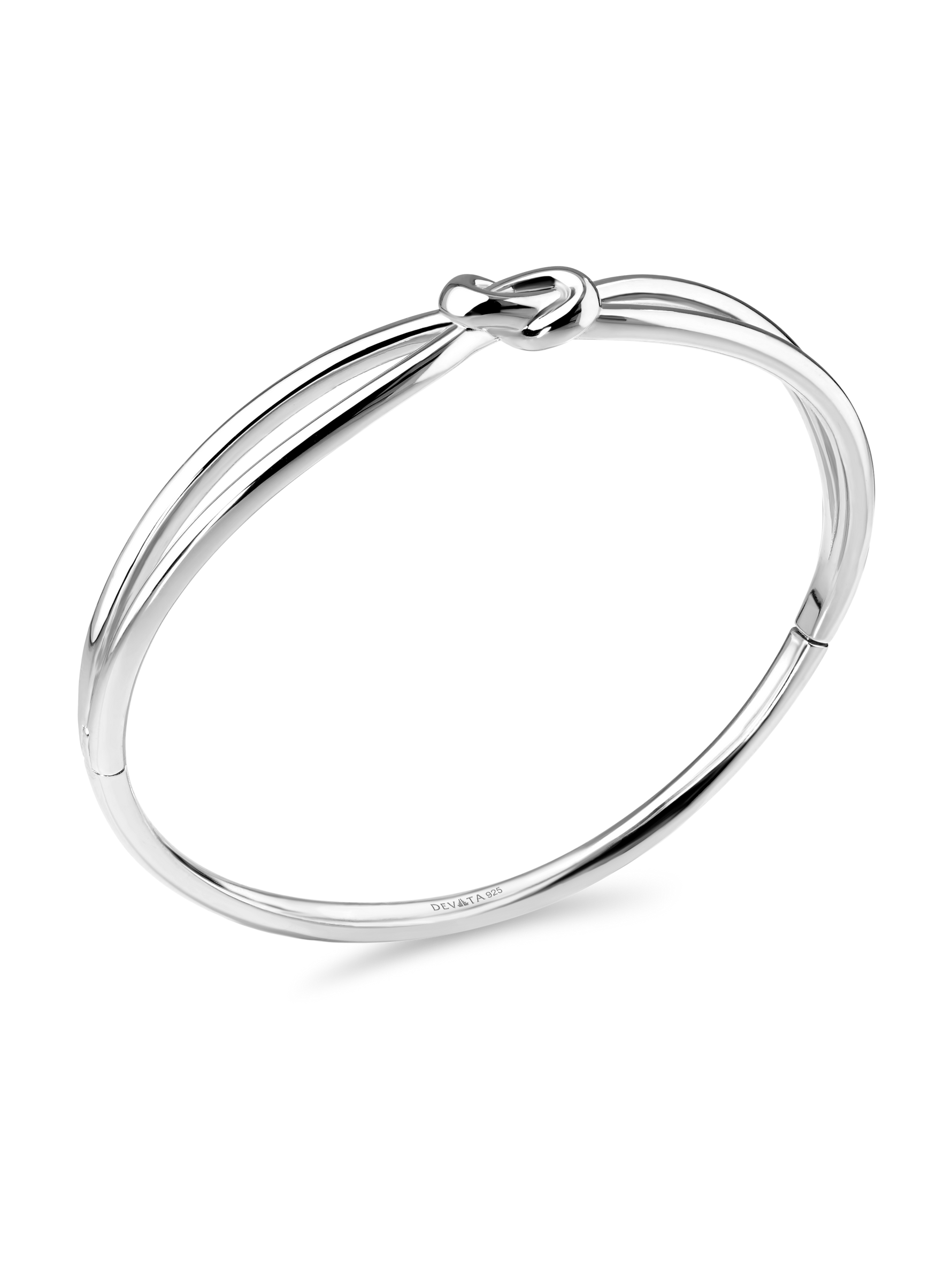 Love Knot Bangle Bracelet in Rhodium Plated Sterling Silver