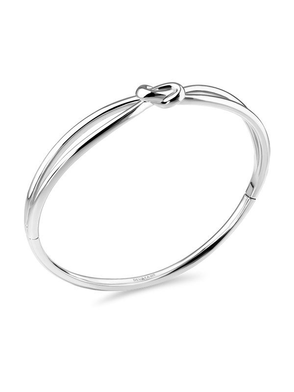 Love Knot Bangle Bracelet in Rhodium Plated Sterling Silver