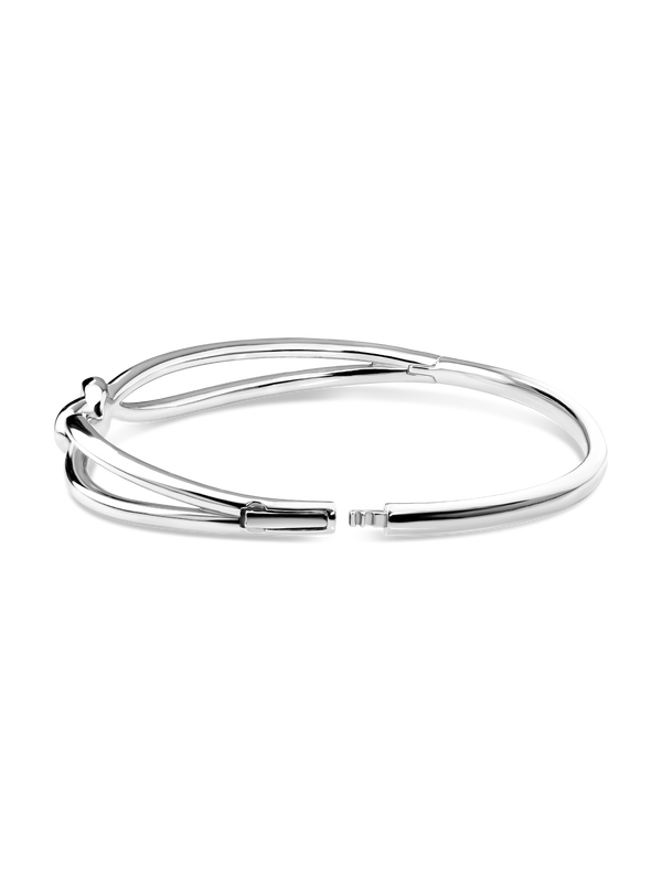 Love Knot Bangle Bracelet in Rhodium Plated Sterling Silver