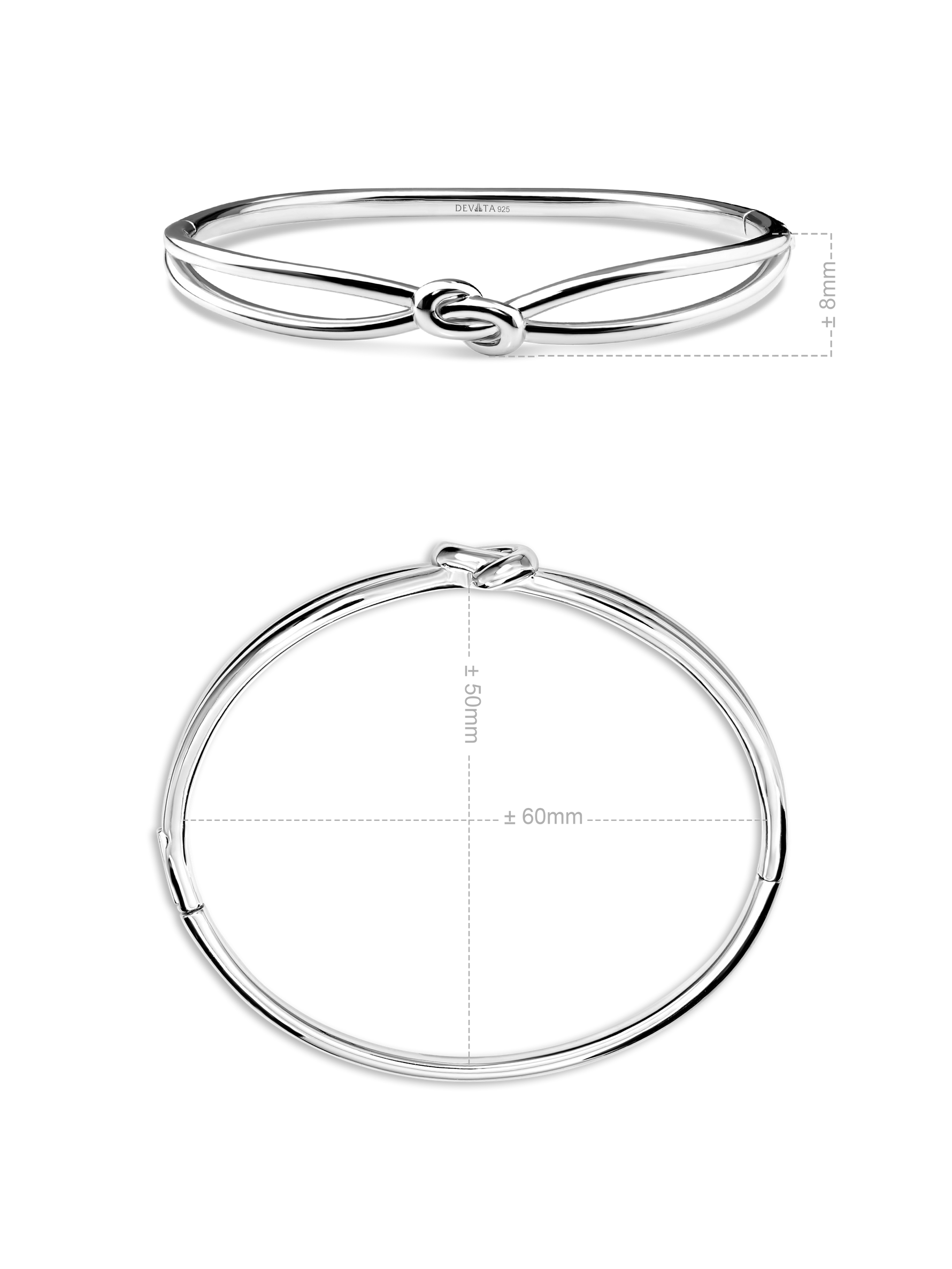 Love Knot Bangle Bracelet in Rhodium Plated Sterling Silver