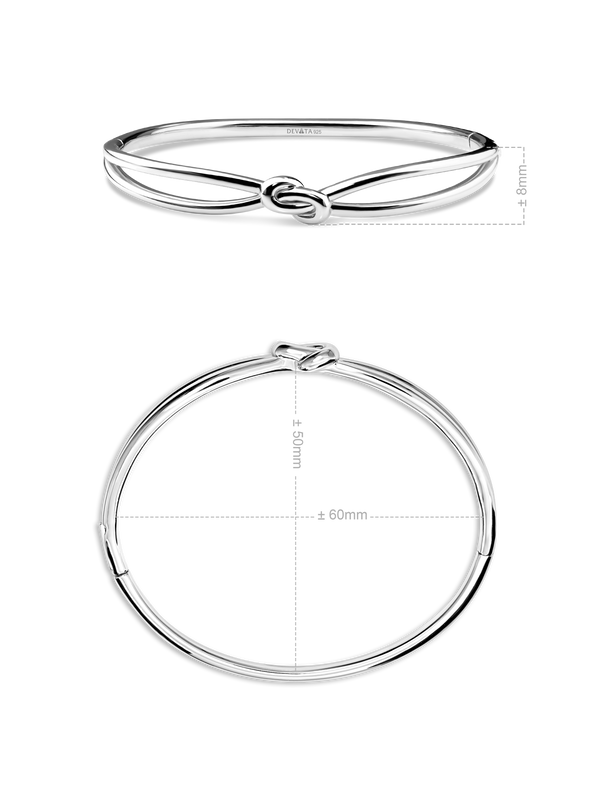 Love Knot Bangle Bracelet in Rhodium Plated Sterling Silver