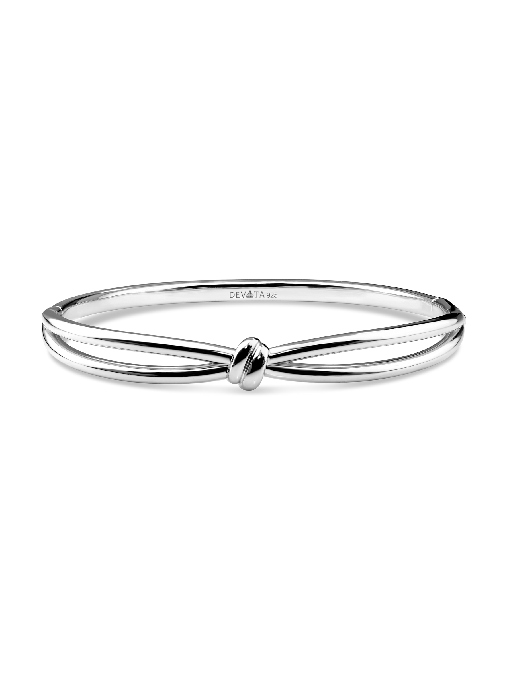 Love Knot Bangle Bracelet in Rhodium Plated Sterling Silver