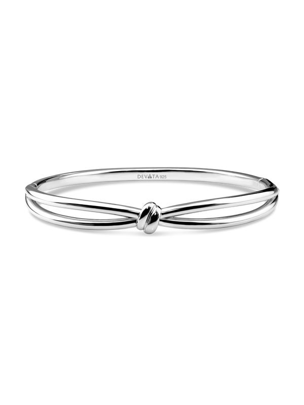 Love Knot Bangle Bracelet in Rhodium Plated Sterling Silver