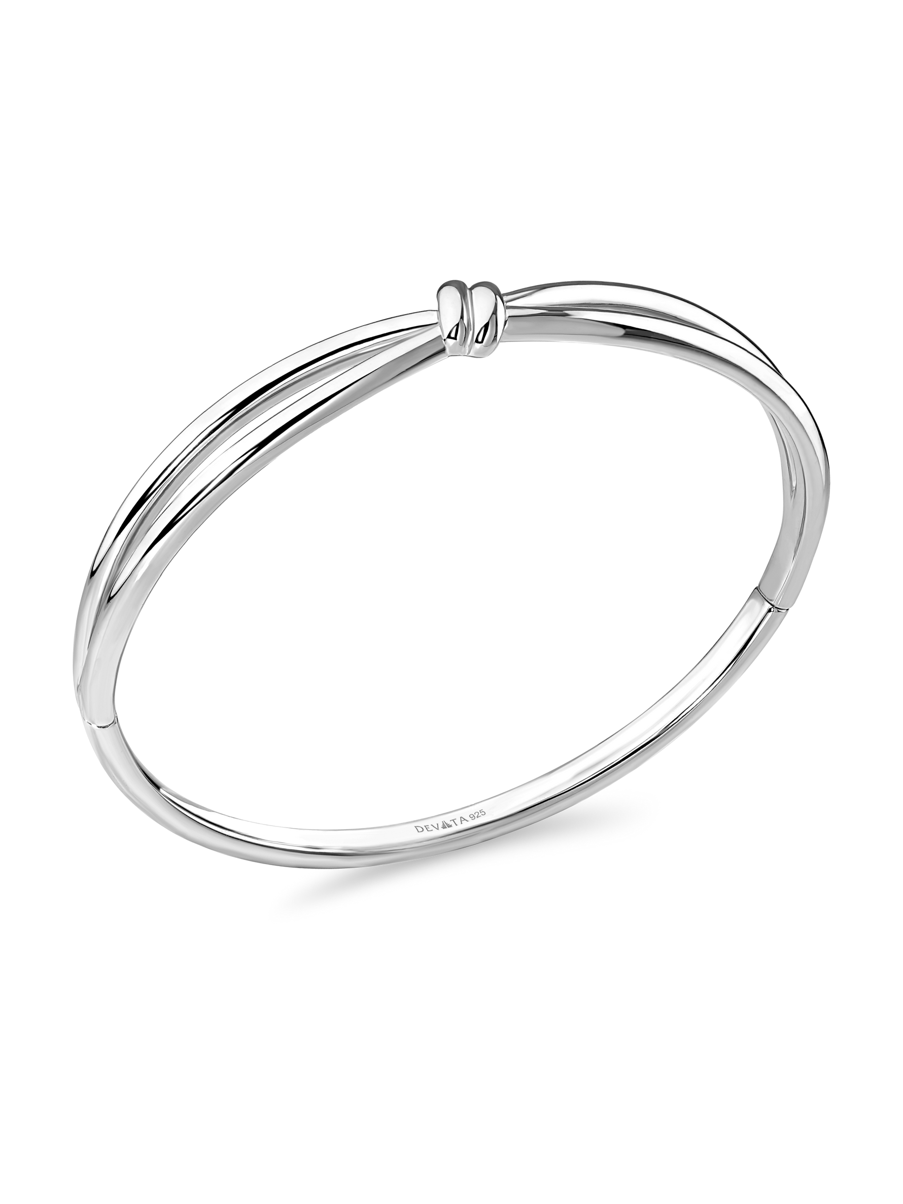 Love Knot Bangle Bracelet in Rhodium Plated Sterling Silver