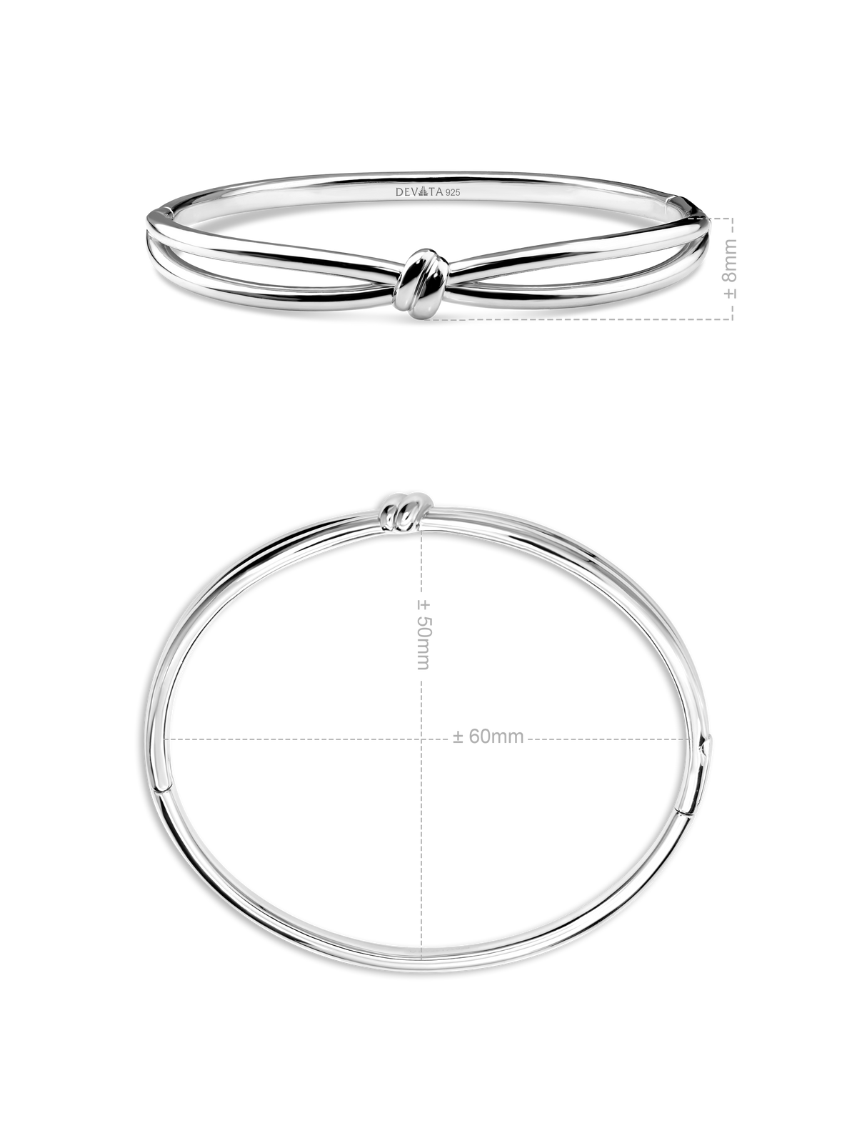 Love Knot Bangle Bracelet in Rhodium Plated Sterling Silver