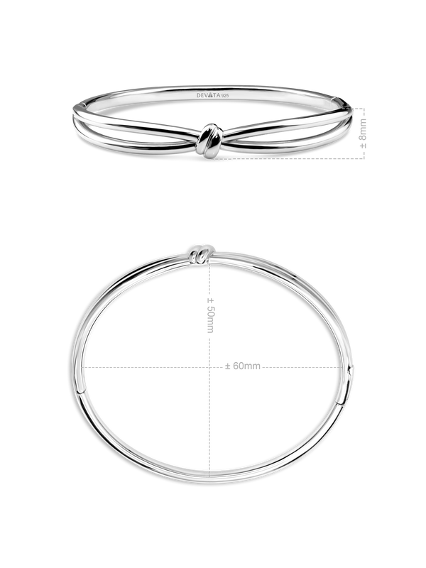 Love Knot Bangle Bracelet in Rhodium Plated Sterling Silver