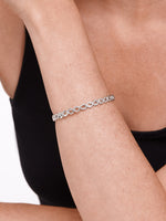 DEVATA Infinity Bangle Bracelet in Rhodium Plated Sterling Silver