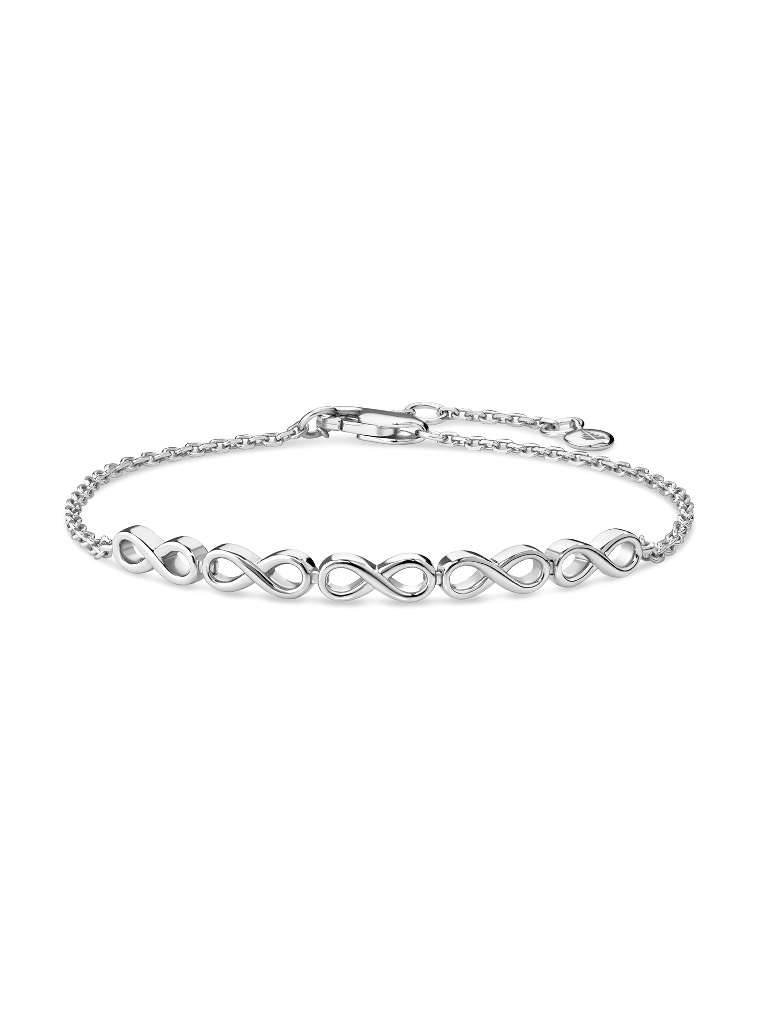 Infinity Chain Bracelet in Rhodium Plated Sterling Silver